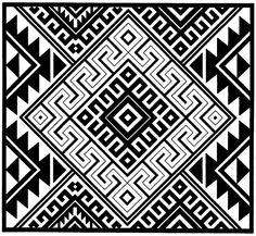 an abstract black and white design with geometric lines, squares, and rectangles