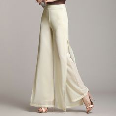 Drape Pants, Black Drapes, Chic Blouses, Chiffon Material, Loose Pants, Flowy Tops, Type Of Pants, Chiffon Fabric, Straight Leg Pants