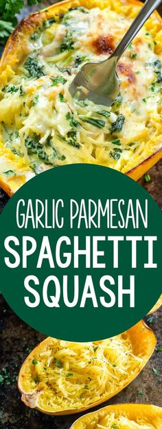 garlic parmesan spaghetti squash is an easy and delicious side dish for any meal