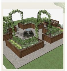 an artist's rendering of a raised garden