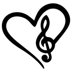 a treble in the shape of a heart with music notes on it's side