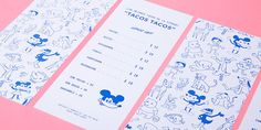 the menus are designed to look like cartoon characters