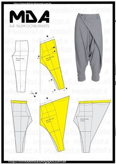 the sewing pattern is shown for men's pants