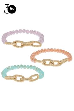 Step up your arm candy game with this vibrant Off Park�� Collection Multi-Color Glass Bead & Link Gold Tone Set of 3 Stretch Bracelet! With a playful mix of hues and textures, these bracelets will add a pop of fun to any outfit. The stretch design ensures easy wear for all wrist sizes while the gold tone accents give off that extra touch of glam. Perfect for stacking or wearing solo, these bracelets are sure to bring some colorful joy into your day! Measures Approximately 0.45"W for one. 7.0" in Candy Games, Arm Candy, Stretch Bracelet, Glass Bead, Base Metal, Easy Wear, Stretch Bracelets, Step Up, Glass Beads