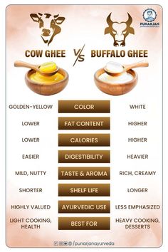 the differences between cow and buffalo cheese are shown in this graphic above it's description