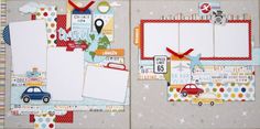 scrapbook pages with cars and pictures on them