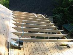 the roof is being built and ready to be installed on top of the decking