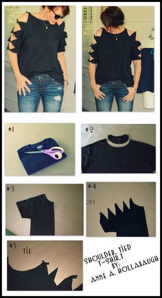 the instructions to make a t - shirt with cutouts on it are shown here