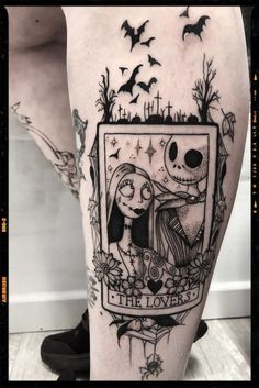 Jack Skellington And Sally Tattoo Inspiration The Lovers Jack And Sally Tattoo, Tarot Card Tattoo Ideas, Card Tattoo Ideas, Aura Tattoos, Tattoo Nightmares, Lovers Tarot Card