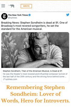 an old photo with the caption that reads, remember stephen sondhm lover of words hero for