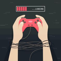 two hands holding video game controllers with loading bar above them