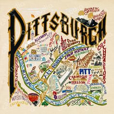 a map with the words pittsburgh on it