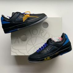 Jordan 2 Low, Jordan 2, Black Blue, Blue Black, White And Black, Off White, Blue