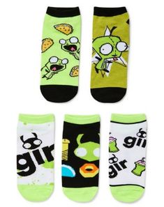 Show some love for your favorite TV show when you wear these officially licensed Invader Zim GIR Socks! Suit up in these cozy, stylish socks and everyone will know that you're the ultimate Invader Zim fan. Officially licensed Includes: 5 Pairs of socks Material: Polyester, spandex Care: Machine wash cold with like colors Imported Invader Zim Gir, Cutesy Outfit, Zim Gir, Hello Kitty Room Decor, Titanium Belly Ring, Scene Outfits, Diy Clothes Design, Stylish Socks, Magnetic Earrings