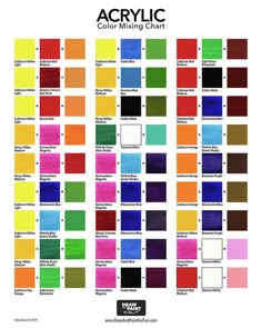 the color chart for acrylic paint