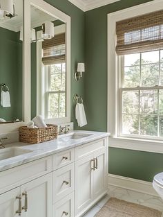 Green Full Bathroom, Sage Green Paint Ideas, Sage Green And Ivory Bathroom, Bathroom Color Green, White Vanity Green Walls Bathroom, Bathroom Color Sherwin Williams, Bathrooms With Sage Green Walls, Green Wall Paint Bathroom, Sage Green Wainscotting