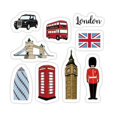 the london stickers are all different shapes and sizes