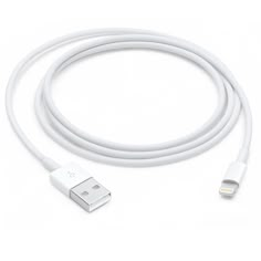 the white usb cable is connected to an iphone