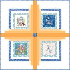 four square quilts with different designs on them