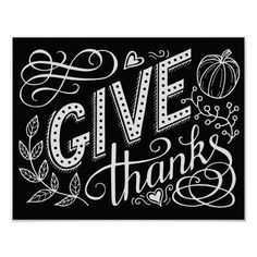 a black and white give thanks card