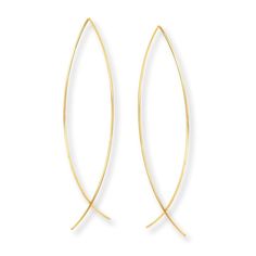 These chic threader earrings for her feature overlapping curves of 14K yellow gold curves. The earrings are held in place by threading them through the piercing. 14k Gold Ear Climbers With Ear Wire, 14k Gold Drop Threader Earrings With Ear Wire, Modern 14k Gold Threader Earrings, Yellow Gold 14k Gold Threader Earrings, Elegant Yellow Gold Ear Climbers, Elegant Gold Ear Climbers With Ear Wire, 14k Gold Wrap Earrings With Ear Wire, Formal 14k Gold Threader Earrings, Elegant 14k Gold-filled Pierced Threader Earrings