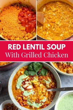 red lentil soup with grilled chicken is an easy and healthy dinner that's ready in less than 30 minutes