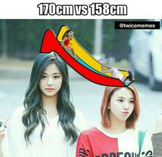 oh gawd Chaeyoung is just 8 cm taller than me Twice Memes Funny, Twice Jline, Yoo Jeongyeon, Some Beautiful Pictures, Drama Memes, K Wallpaper