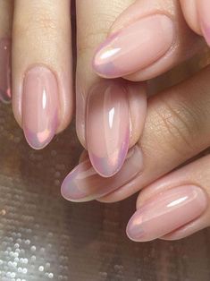 Pink Chrome Nails, Milky Nails, Pink Glitter Nails, Pink Manicure, Pearl Nails, Soft Nails, Jelly Nails, Elegant Nails