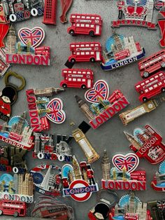 the london magnets are all over the place to be used as decorations or souvenirs