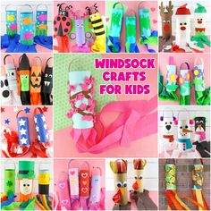 the collage shows different crafts for kids to make