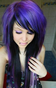 Emo Emo Hairstyles, Purple Ombre Hair, Scene Girl, Long Haircuts, Formal Hair, Hair Color Pastel, Rawr Xd