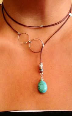 Turquoise Choker, Boho Choker, Wrap Necklaces, A Necklace, Diy Schmuck, Silver Earring, Hippie Chic, Jewelry Projects, Bohemian Jewelry