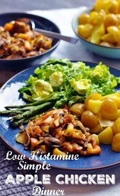 an image of a plate of food with potatoes and asparagus on the side