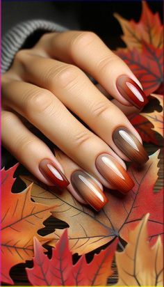 Nail Autumn Design, Brown And Red Nails, Manicure Natural Nails, Unghie Sfumate, Brown Nail, Fall Nail Trends, Fall Gel Nails, Fall Nail Art Designs, Makijaż Smokey Eye