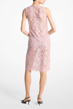 Michael Kors crewneck sheath dress in blush. 49% Cotton, 35% Viscose, 16% POLYAMID Dry Clean Recommended Made in Italy Palm Beach Jewelry, Lizzie Fortunato, Mixed Metal Jewelry, Scallop Trim, Symbolic Jewelry, Boho Luxe, Michael Kors Collection, Swim Skirt, Cotton Viscose