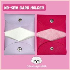 two different colored envelopes with buttons on each side and one has a dog's head