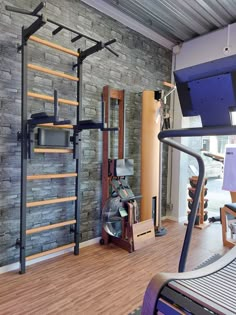 a home gym is shown in this image