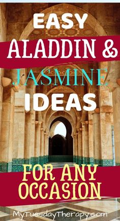 the cover of easy aladdin and jasmine ideas for any occasion by my tuesday therapy