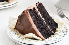 a slice of chocolate cake on a plate