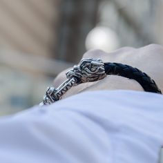 Men`s Lion Armband Lion Head Jewelry, Mens Jewerly, All Black Fashion, Leather Bangle, Jewelry Mens