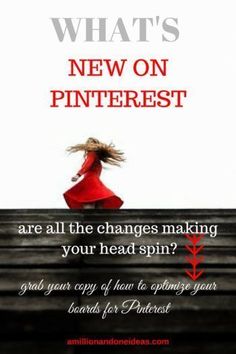 a woman in a red dress with the words, what's new on pinterest? are all the changes making your head spin?