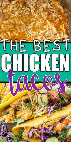 the best chicken tacos with shredded cabbage and avocado