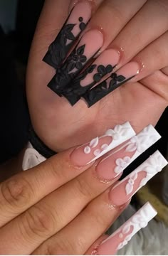 Girly Tingz, Long Acrylic Nail Designs, Long Nail, Long Acrylic Nails Coffin, Unique Acrylic Nails, Long Acrylic, Nails Only, Long Square Acrylic Nails, White Nail