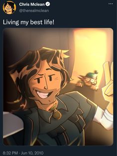 an animated image of a woman smiling and holding her hand up in the air, with text that reads living my best life