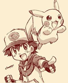 the pokemon and pikachu characters are drawn in pencil