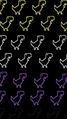 an image of neon colored animals on black background