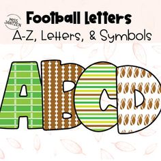 the letters and numbers are made up of different colors, shapes, and font styles