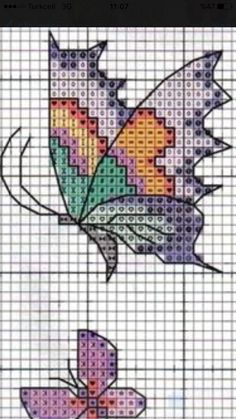 a cross stitch pattern with a butterfly on it