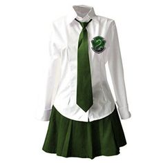 Slytherin Uniform Female Modern, Slytherin Uniform, Slytherin Clothes, Slytherin Outfit, Green Uniform, Slytherin Fashion, Hogwarts Uniform, Png Outfits, Hogwarts Outfits