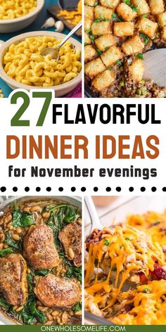 Collage of dinner ideas for November Dinner For A Week Menu Planning, Takeout Dinner Ideas, Great Dinners For Guests, Easy Healthy Weeknight Dinners Families, Fall Time Dinner Ideas, Easy Weekend Recipes, Rain Day Dinner Ideas, Dinner Ideas For 9 People, Family Birthday Dinner Ideas